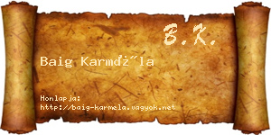 Baig Karméla névjegykártya